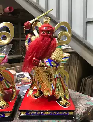 Wang Lingguang woodcarving Taoist statue Wang Lingofficial statue Wang Lingguang Taoist hair care god king Tianjun Wang Shan 30cm