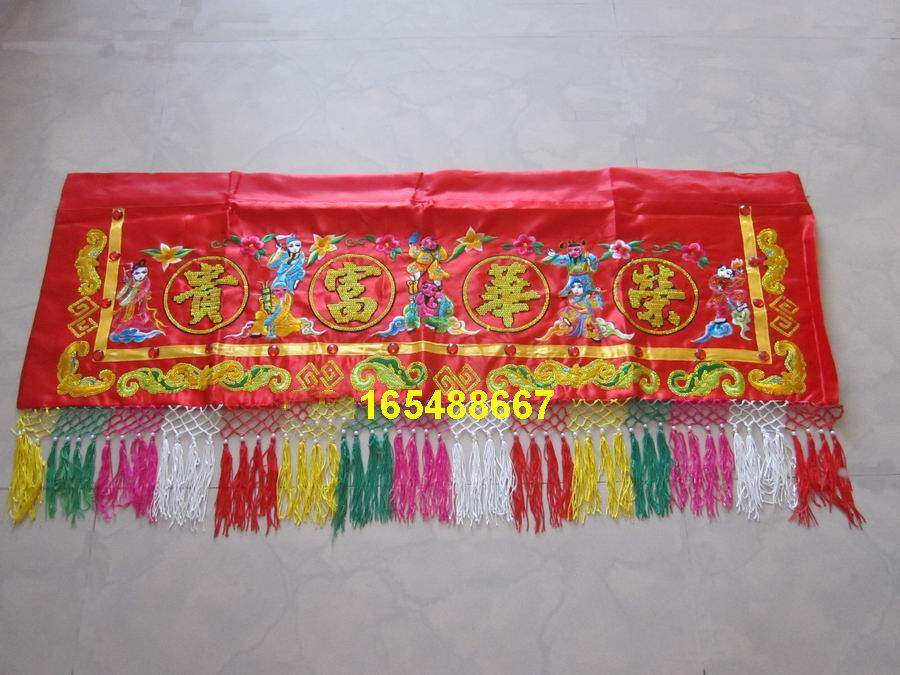 Door color Rong Hua Fugui Buddhist supplies Embroidery crafts Banner joint color door color bead embroidery Eight Immortals color 1 2 meters