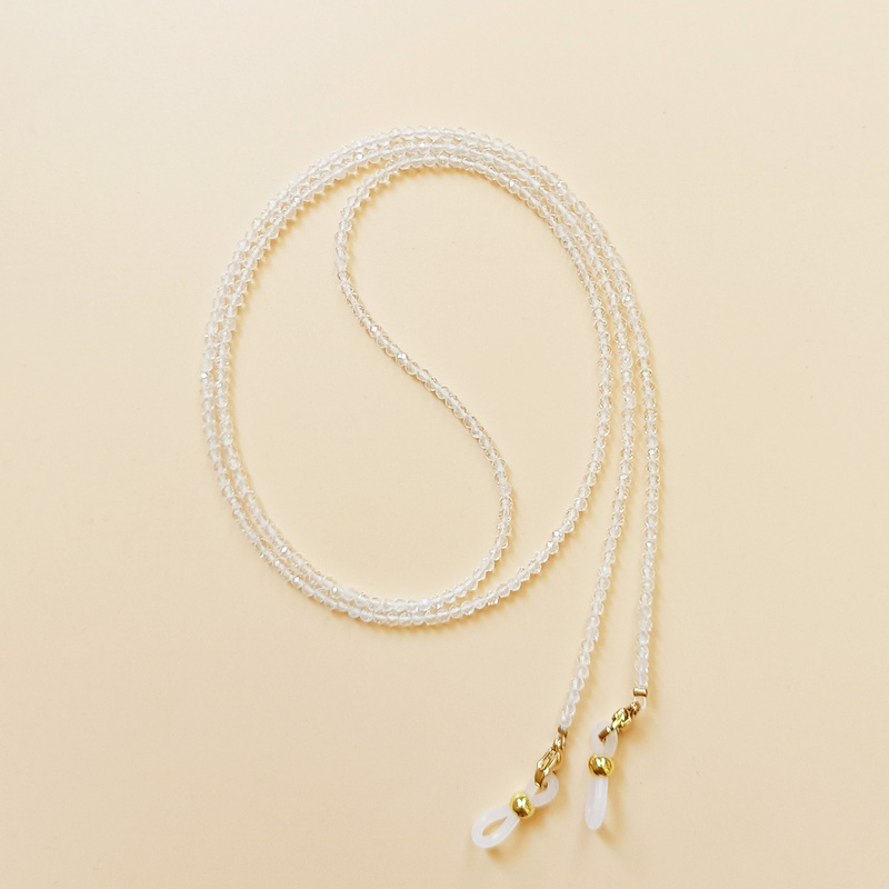 Natural Crystal White Crystal Faceted Beads Purification Handmade Beaded Glasses Chain Neck Necklace Earphone Chain Sunglasses Chain