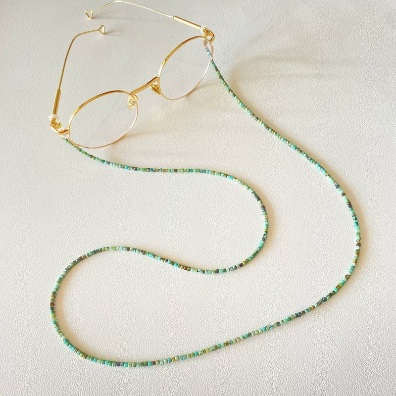 Natural Square Turquoise Glasses Chain for Women, Neck Mask and Earphone Chain, Retro Fashion Sunglasses Anti-Loss Accessory