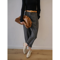 Maze Studios rescue leg retro casual dad pants Dark Gray loose high waist suit pants recommended