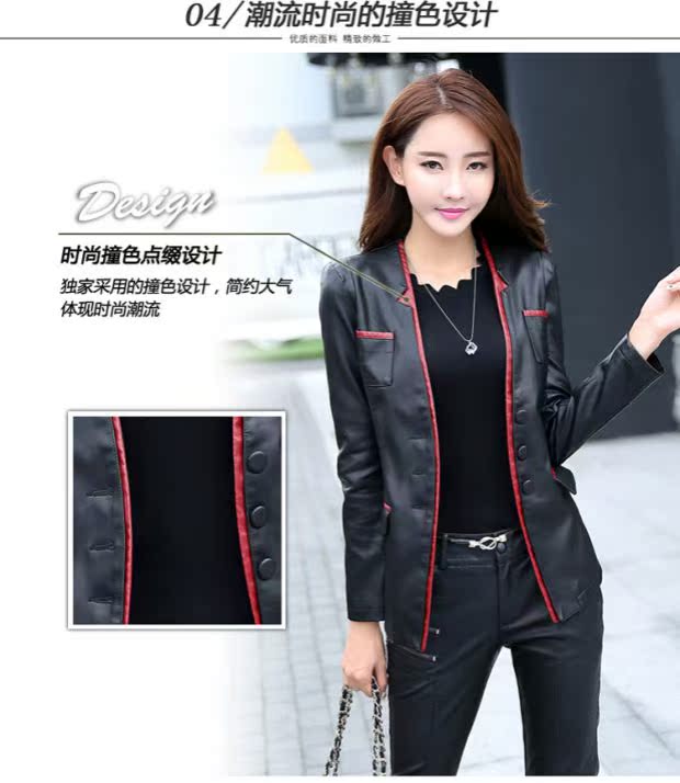 Xuân-Hè 2018 mới Hained leather nữ phiên bản Hàn Quốc của áo khoác lửng mỏng da cừu dài phần eo phù hợp với nhỏ áo bomber da
