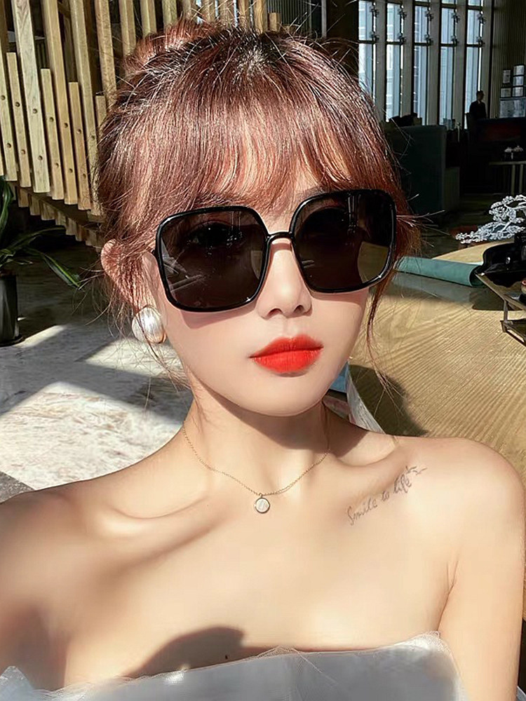 Sunglasses Women's Anti-ultraviolet Retro Big Face Thin Polarizer Sunglasses Women's 2021 New Korean Style Trendy Glasses