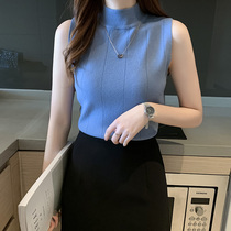 Knitted sweater womens autumn and winter 2022 Spring loaded new half-height collar sleeveless bottom sweatshirt with a hitch in the suit