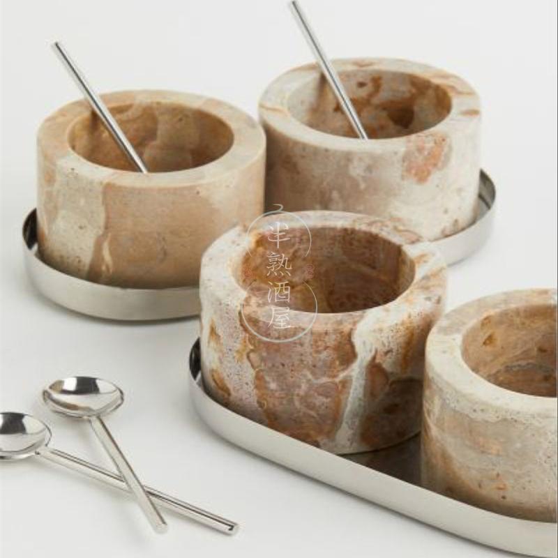 Marble Storage Household Salt and Msg Seasoning Jar Set Salt Jar Kitchen Decoration Seasoning Box Marble Storage Household Salt and Msg Seasoning Jar Set Salt Jar Kitchen Decoration Seasoning Box