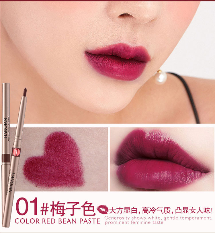 Authentic Han Qian tự động xoay môi bút chì kẻ môi không thấm nước không đánh dấu người mới bắt đầu cơ sở cắn môi son nữ 	son bút chì mamonde màu hồng đất