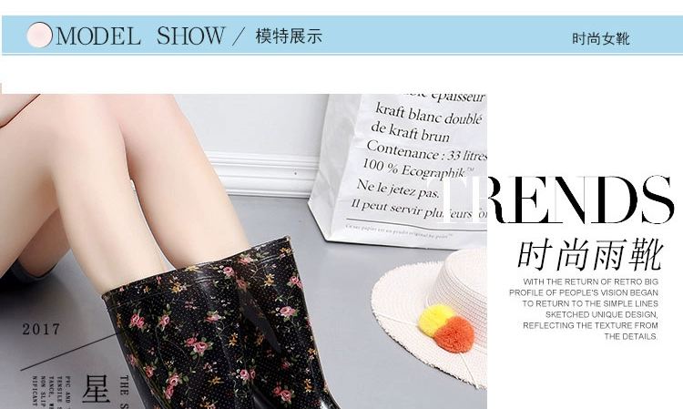 Phiên bản Hàn Quốc của giày nước dành cho người lớn Giày ống nước nhẹ dành cho nữ Giày chống nước chống trơn trượt Giày nữ cao su giầy đi mưa