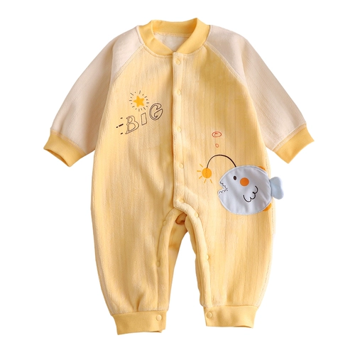 Демисезонное детское боди подходит для мужчин и женщин для девочек, лонгслив, флисовая удерживающая тепло пижама для новорожденных, в западном стиле