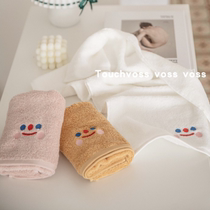 Cotton face towel small fresh color smiley face embroidered face towel ins good mood skin friendly cotton smiley face towel