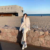 ByYou 2021 winter white fur vest womens short Korean version of waistcoat leather wool jacket