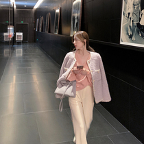 ByYou 2020 winter ladies style hand-woven woolen coat womens new wild tweed short top