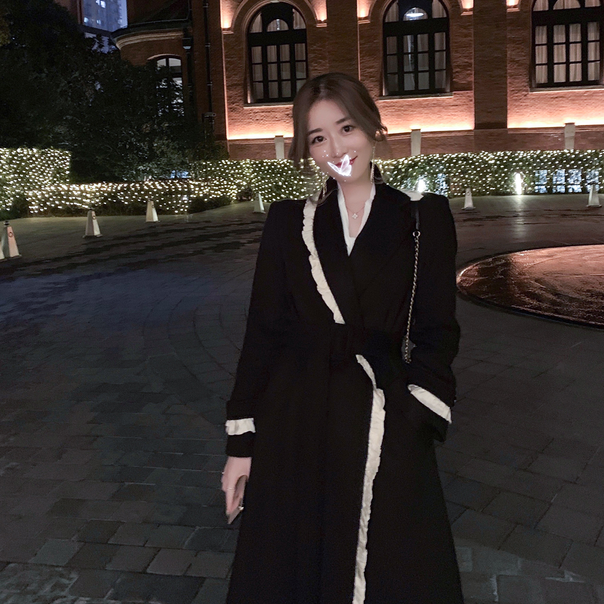 ByYou Winter Black Herbenwind Cashew Suit Fur Coats Woman Mid long version with kneecap coat of kneecap