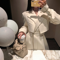 ByYou winter New wool cotton medium long waist woolen coat two-piece female padded vest set