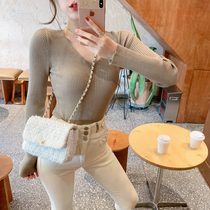 ByYou 2020 winter temperament V-neck black threaded sweater womens new slim Joker long sleeve base shirt