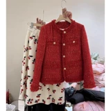 Зимняя красная атмосферная утепленная короткая куртка, в стиле Шанель, подходит для подростков