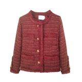 Красная демисезонная куртка, в стиле Шанель, оверсайз, увеличенная толщина, 2024 года