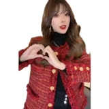 Красная демисезонная куртка, в стиле Шанель, оверсайз, увеличенная толщина, 2024 года