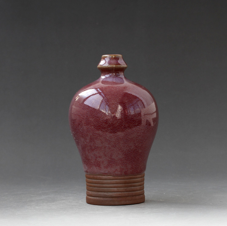 Jun Porcelain Cowpea Red Manau Red Little General Bottle Flower Arrangement Pendulum