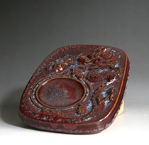 80s Jun porcelain Old entertainer Zhang Mai Circle Rare Deposit works Longgrain Ink Stone-stone Wenfang Supplies Swaying Pieces