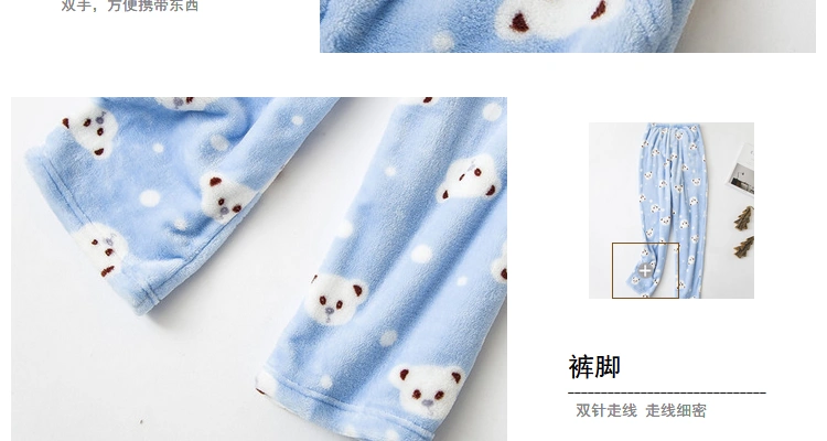 Mùa đông nữ flannel san hô lông cừu nhà quần Pajama phụ nữ Mùa thu và mùa đông ấm áp sống quần lỏng tăng dày quần đùi nam