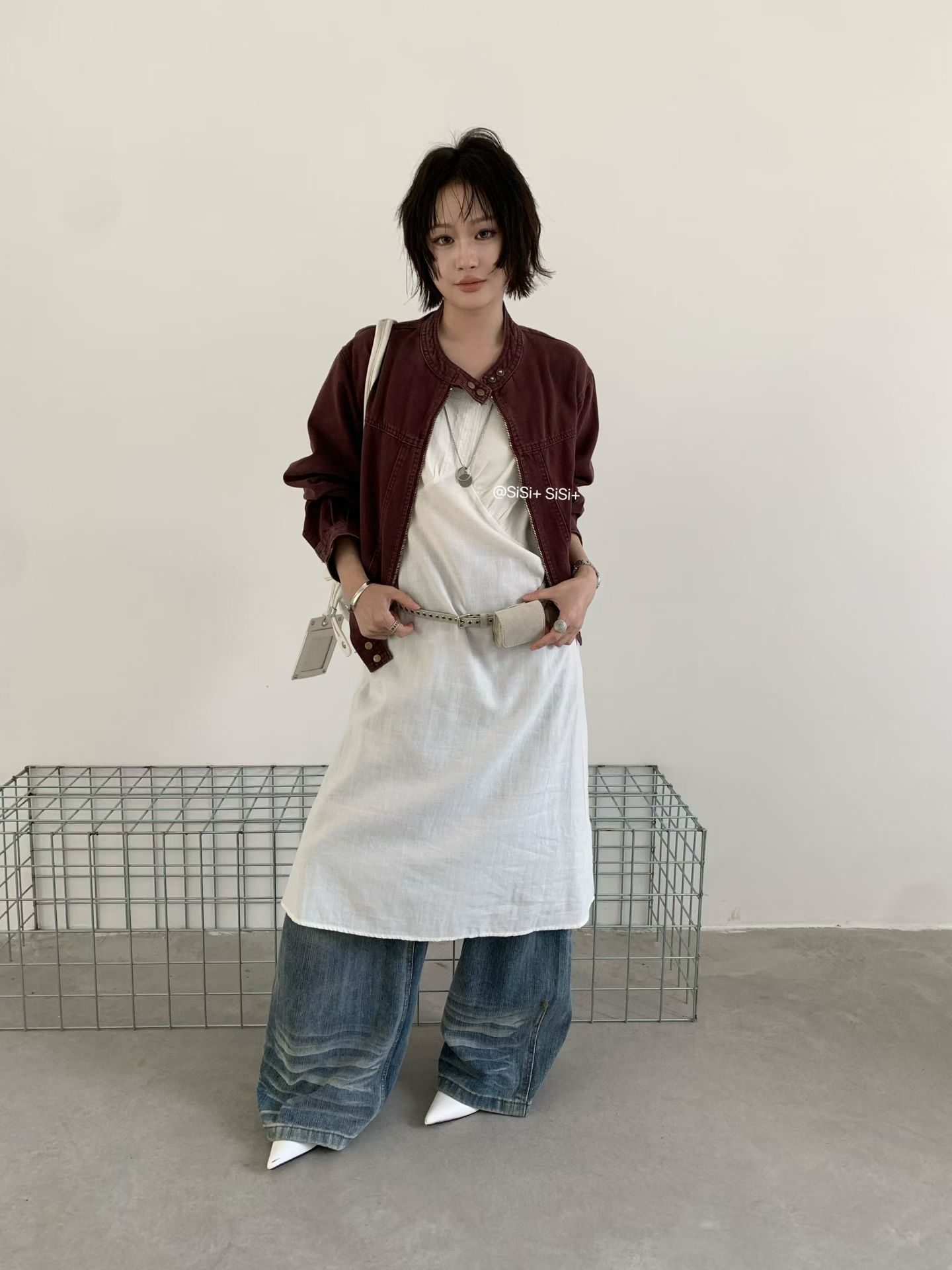 유럽 상품 고급 센스 식물 플러시 데님 짧은 여성 코트 가을 새로운 작은 키 패션 외부 가져 가라. 오픈 가디건 재킷 맨위 상세 이미지 3
