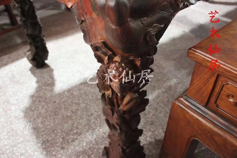 Gỗ gụ Xianyou Sian gỗ hồng mộc Nội thất gỗ hồng mộc đỏ Hoa sen Tranh gỗ rắn Gỗ hồng mộc Sian - Bàn / Bàn