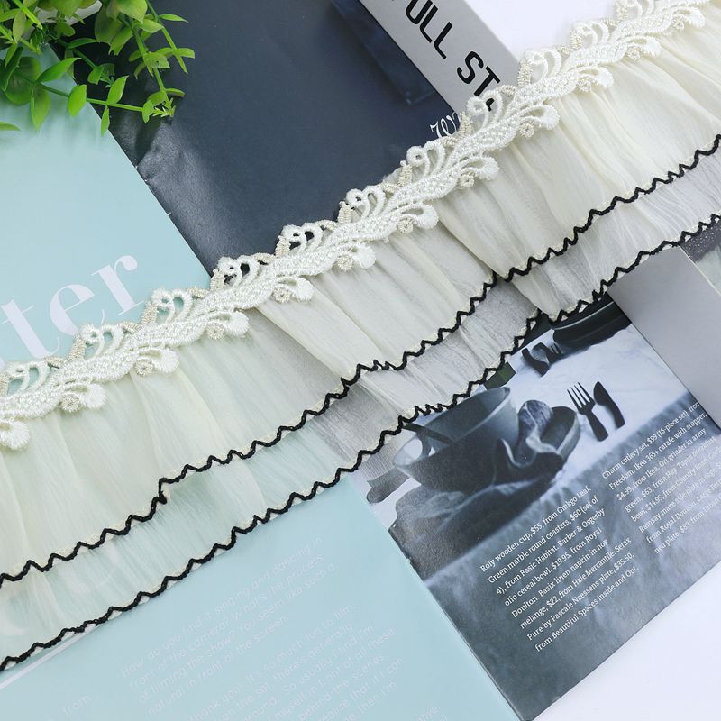 8cm Curtain Lace French Romantic Embroider Gold Thread Standing Side Spell Water-Soluble Fungus Accessible Luxury Bedroom Living Room