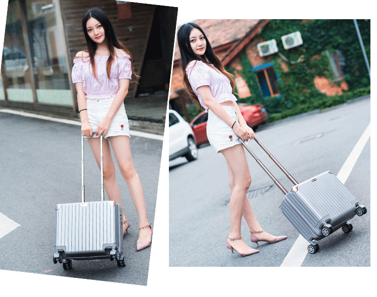 Trường hợp lên máy bay mini 18 inch nữ xe đẩy nhỏ trường hợp kinh doanh nam mặt cắt ngang 16 inch hành lý du lịch phổ quát bánh xe hành lý vali 2 bánh