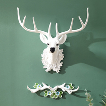 Three-dimensional lucky deer head wall hanging adhesive hook small TV wall sofa living room wall decoration pendant light luxury Nordic style