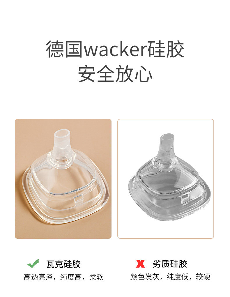 Соска 适配hegen奶嘴奶瓶配件鸭嘴学饮吸管杯重力球heheo赫根0-3段三段