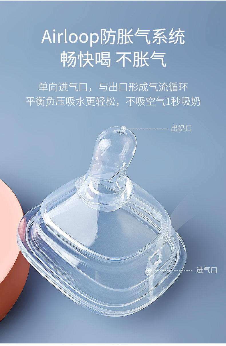 Соска 适配hegen奶嘴奶瓶配件鸭嘴学饮吸管杯重力球heheo赫根0-3段三段