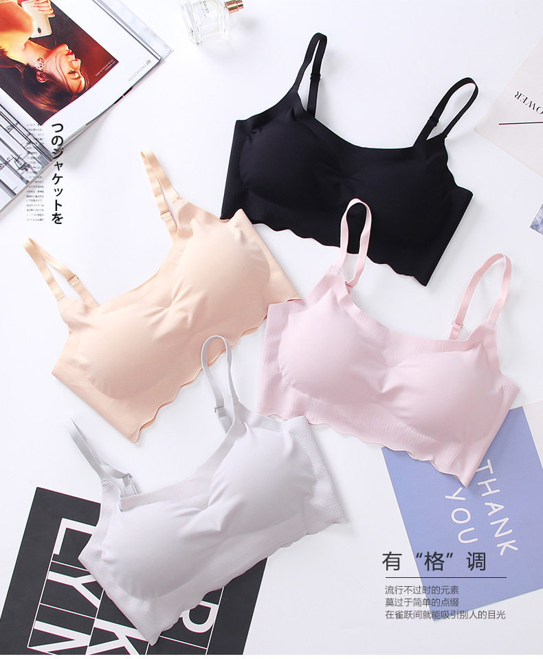 Fashion new ice silk sling tube top bra no steel ring yoga sports vest seamless breathable sleep underwear women