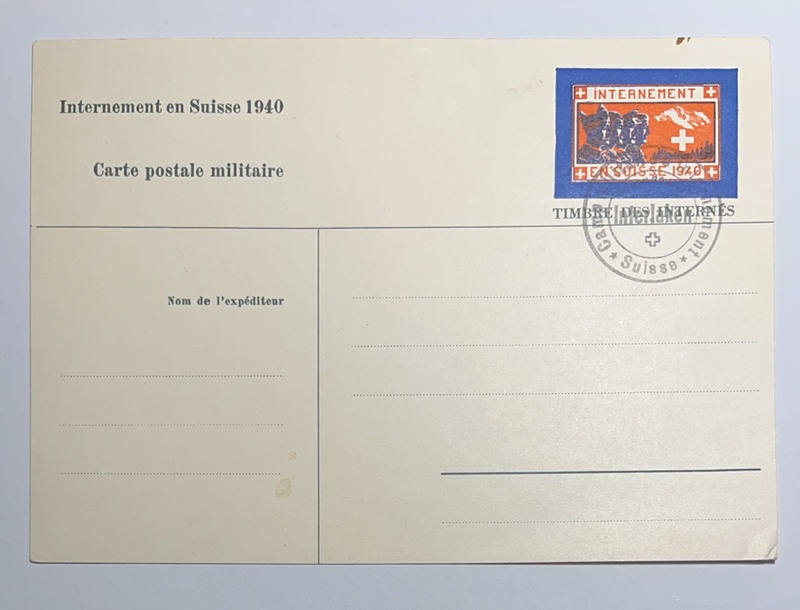 Switzerland 1940 World War Ii Military Post Prison Military Postcard Postmarked Foreign Stamp