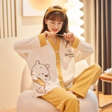 Пижама, хлопковый демисезонный лонгслив, комплект, осенняя, простой и элегантный дизайн, большой размер, популярно в интернете