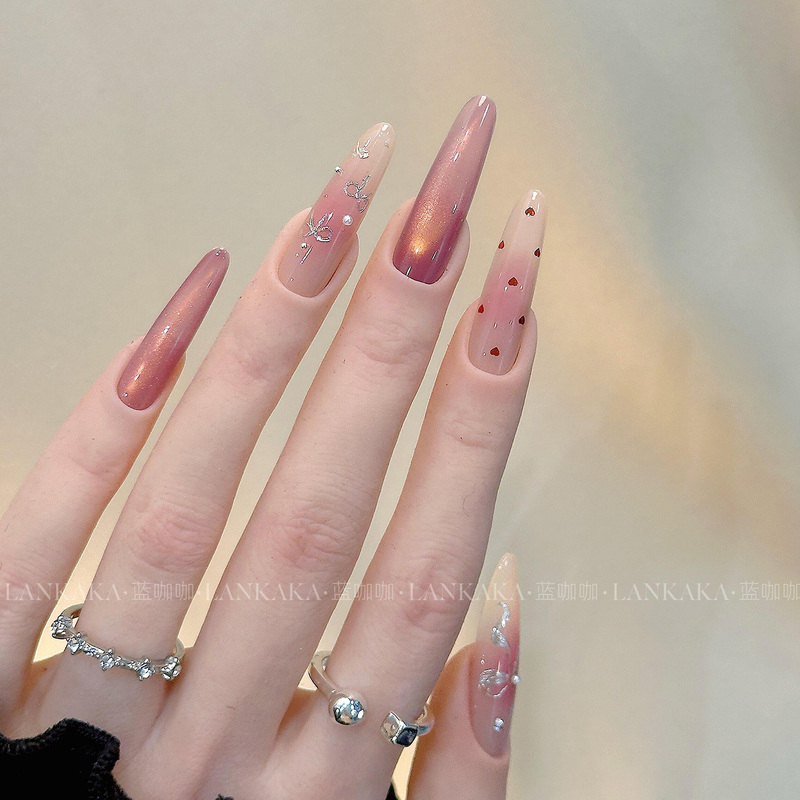 2026 Super Beautiful Wearable Nails Medium Length Purely Handmade Exquisite Wearable Nail Art High-End Popular Nail Stickers