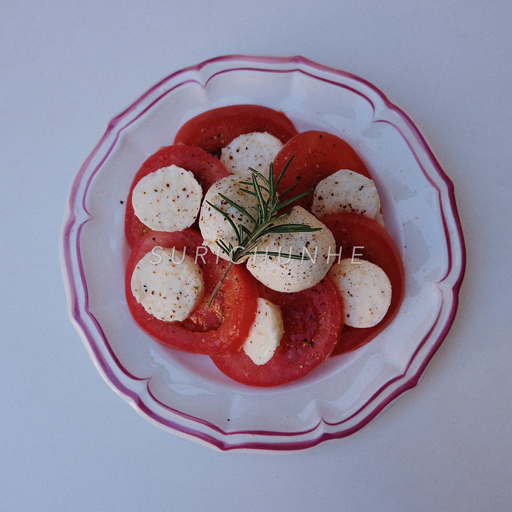 Suri Chunhe French handmade striped line retro ceramic dessert cake plate breakfast plate