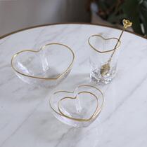Dream Field Good Products] Romantic Hammer Tattooed Phnom Penh Glass Bowl Wedding Soft Clothing Sweet salad bowls Peach Hearts Glass Cups
