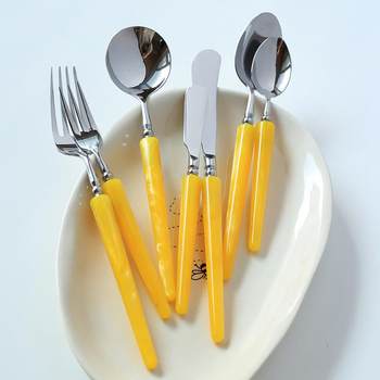 Streaming acrylic handle stainless steel knife and fork spoon tableware