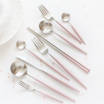 (Mengtian Liangbi) matte brushed powder silver stainless steel knife and fork spoon Western tableware Annie series