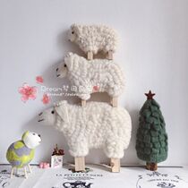 (Mengtian Liangpin) zakka export handmade felt wood legs White sheep ornaments gift decoration