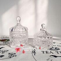 Mengtian Liangpin] Retro embossed bead point glass storage tank jewelry jar