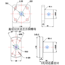 Trapezoidal screw Large flange copper nut t-shaped screw MTSFRL20 22 25 28 Huoling screw screw copper sleeve