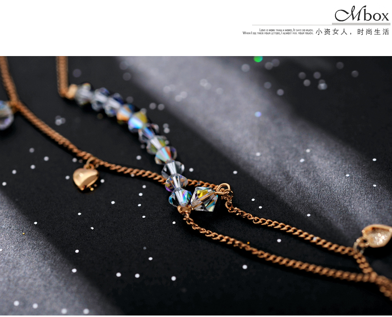 Mbox Anklet Womens Phiên bản tiếng Hàn của vòng cổ pha lê Swarovski đa năng đơn giản Chuỗi pha lê vòng chân cho nữ