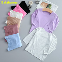2021 spring and summer infant modal seamless boneless childrens long-sleeved bottoming shirt mens and womens baby top T-shirt