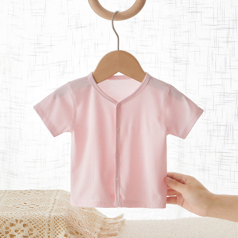 Newborn Baby Cardiovert Summer Early Birth Child Clothing Slim Fit Short Sleeve T-shirt Modell Boneless Monk Coat