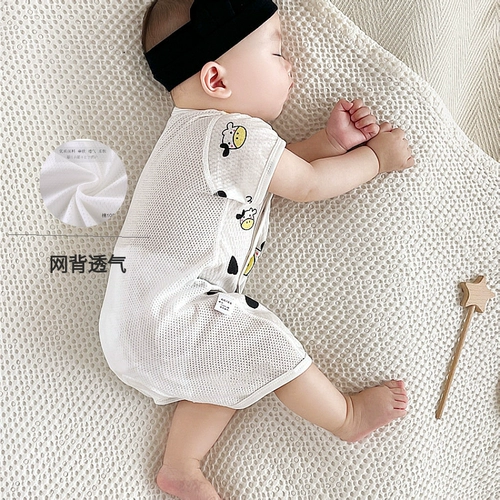 Детский хлопковый тонкий летний комбинезон, дышащее боди подходит для мужчин и женщин для девочек, летняя одежда, короткий рукав