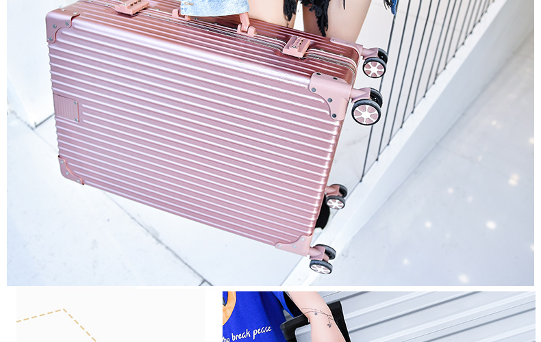 Khung nhôm retro hành lý nữ xe đẩy trường hợp nam vali phổ quát bánh xe sinh viên đại học Phiên bản Hàn Quốc của hộp nhỏ tươi góc phải giá vali kéo loại to