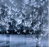 Wedding transparent hummingbird Acrylic angel snowflake pendant Wedding hotel ceiling decoration stage pendant flying bird