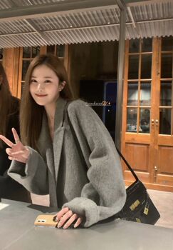 Double-sided cashmere coat mid-length loose fit