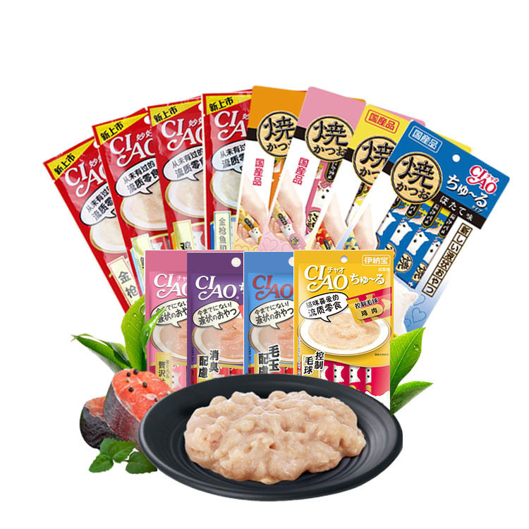 Inabao ciao wonderful chirp liquid hydrating cat snacks pudding cat canned wet food bag cat strips